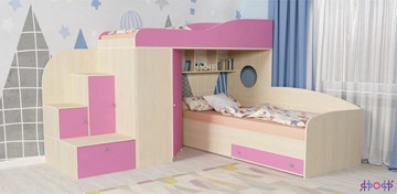 Детская кровать-шкаф Кадет-2, корпус Дуб, фасад Розовый в Барнауле
