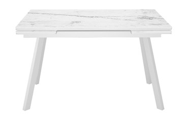 Керамический кухонный стол DikLine SKA125 Керамика Белый мрамор/подстолье белое/опоры белые (2 уп.) в Барнауле