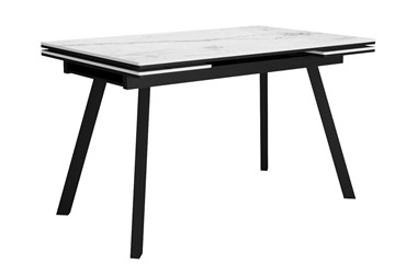 Керамический обеденный стол DikLine SKA125 Керамика Белый мрамор/подстолье черное/опоры черные (2 уп.) в Барнауле