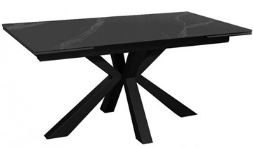 Керамический кухонный стол раздвижной DikLine SFE140 Керамика Черный мрамор/подстолье черное/опоры черные (2 уп.) в Барнауле