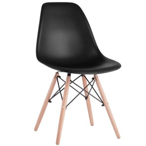 Комплект обеденных стульев 4 шт. BRABIX "Eames CF-010", пластик черный, опоры дерево/металл, 532631, 2033A в Барнауле