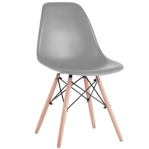Комплект обеденных стульев 4 шт. BRABIX "Eames CF-010", пластик серый, опоры дерево/металл, 532632, 2033A в Барнауле