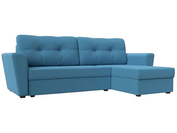 Угловой диван с оттоманкой Амстердам Лайт, Амур голубой (рогожка) в Барнауле