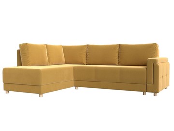 Угловой раскладной диван Лига-024, Желтый (Микровельвет) в Барнауле