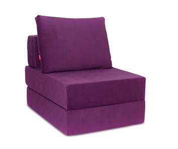 Бескаркасное кресло-кровать Окта, велюр фиолетовый в Барнауле