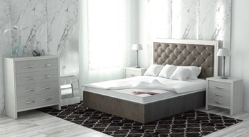 Кровать с механизмом 2-спальная Сарма Манхэттен 160х200 (с коробом), высота спинки - 140 см в Барнауле