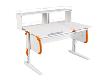Детский стол-трансформер 1/75-40 (СУТ.25) + Polka_zz 1/600 (2 шт.)  белый/белый/Оранжевый в Барнауле