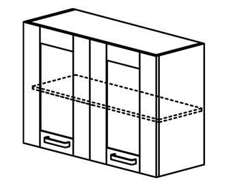 Кухонный шкаф Квадро настенный двухдверный с полкой со вставкой из стекла 718*600*320мм в Барнауле