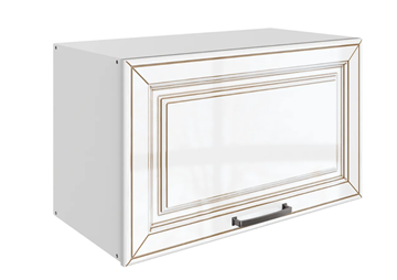 Шкаф кухонный Атланта L600 Н360 (1 дв. гл.) эмаль (белый/белый глянец патина золото) в Барнауле