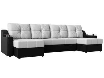 П-образный диван Сенатор, Белый/Черный (Экокожа) боннель в Барнауле