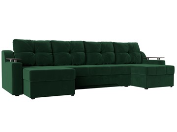 Большой П-образный диван Сенатор, Зеленый (Велюр) боннель в Барнауле