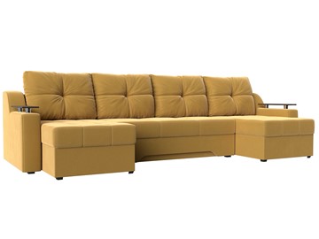 Большой П-образный диван Сенатор, Желтый (Микровельвет) боннель в Барнауле
