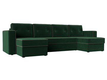 П-образный диван Принстон, Зеленый\Коричневый (Велюр) боннель в Барнауле