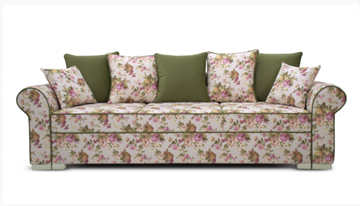 Прямой диван Ameli (Arcadia rose+shaggy green+glance bone) в Барнауле