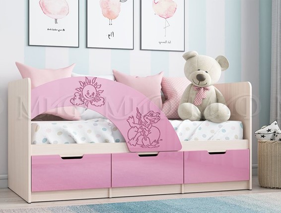 Детская кровать с бортиками Юниор-3, Розовый металлик в Барнауле - изображение