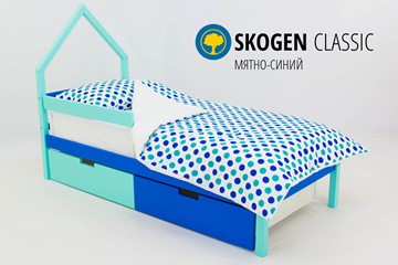 Кровать-домик детская мини Skogen мятно-синий в Барнауле