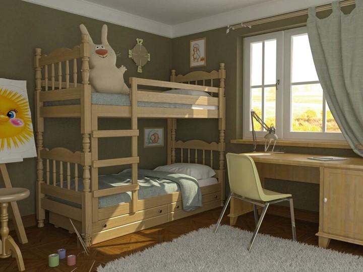 Кровать в детскую Соня двухъярусная (Сосна) в Барнауле - изображение 1