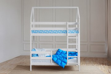 Детская двухъярусная кровать Домик, цвет белый в Барнауле