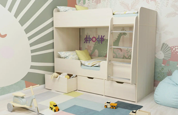 Детская двухэтажная кровать Малыш двойняшка 70х160, корпус Дуб молочный, фасад Дуб молочный в Барнауле - предосмотр
