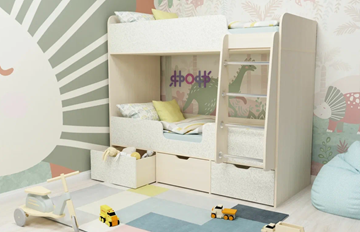 Детская двухъярусная кровать Малыш двойняшка 70х160, корпус Дуб молочный, фасад Фейритейл в Барнауле