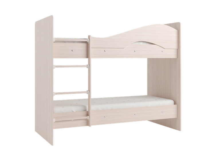 Двухъярусная кровать Мая на щитах со шкафом и ящиками, цвет Млечный дуб в Барнауле - изображение 2
