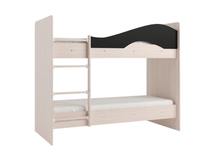 Двухэтажная кровать Мая на щитах со шкафом и ящиками, корпус Млечный дуб, фасад Венге в Барнауле - изображение 2