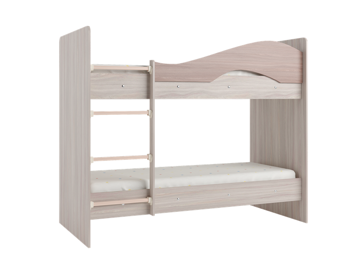 Детская 2-этажная кровать Мая с 2 ящиками на щитах, корпус Шимо светлый, фасад Шимо темный в Барнауле - изображение 2