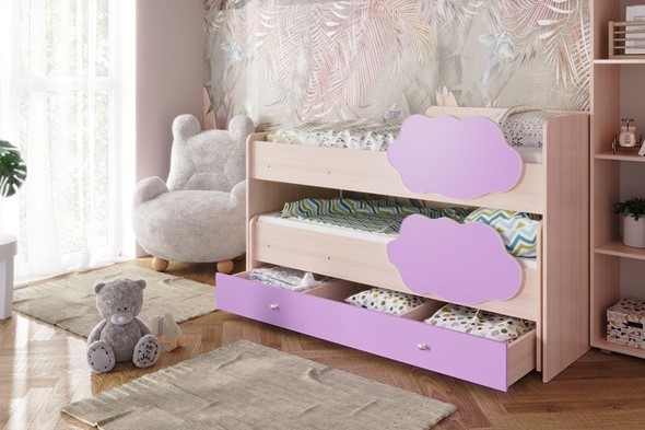 Двухъярусная детская кровать Соник 1.6 с ящиком, Ирис в Барнауле - изображение