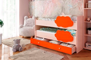 Двухэтажная детская кровать Соник 1.6 с ящиком, Оранжевый в Барнауле