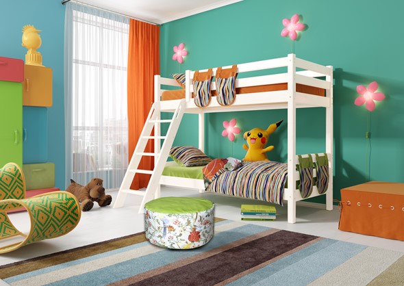 Детская 2-х ярусная кровать Соня, Вариант 10 Белый в Барнауле - изображение