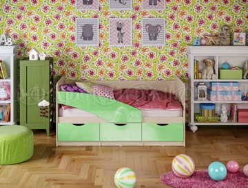 Кровать детская Бабочки 800*1600, Салатовый глянец в Барнауле
