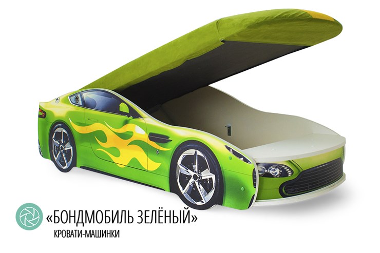 Кровать-машина детская Бондимобиль зеленый в Барнауле - изображение 1