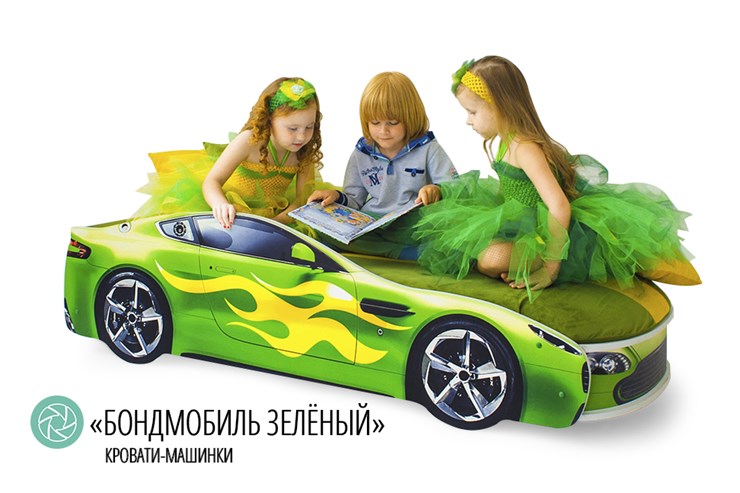 Кровать-машина детская Бондимобиль зеленый в Барнауле - изображение 2