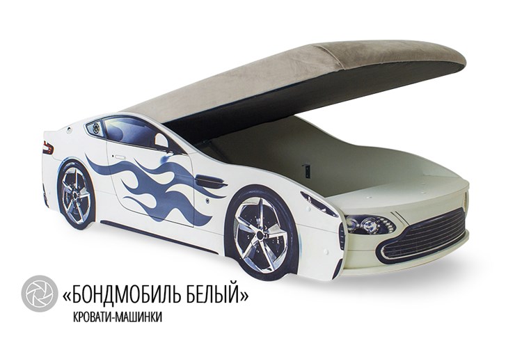 Детская кровать-машина Бондимобиль белый в Барнауле - изображение 1