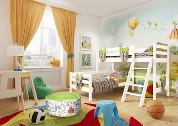Детская кровать двухъярусная угловая Мебельград Соня, Вариант 8 Белый в Барнауле