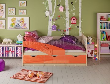 Детская кровать Дельфин, Оранжевый глянец 80х200 в Барнауле