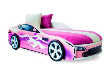 Кровать-машина в детскую Бондимобиль розовый в Барнауле - предосмотр