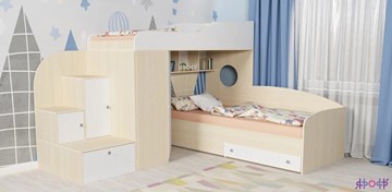 Детская кровать-шкаф Кадет-2, корпус Дуб, фасад Белое дерево в Барнауле