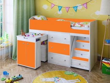 Детская кровать-шкаф Малыш 1600, корпус Винтерберг, фасад Оранжевый в Барнауле