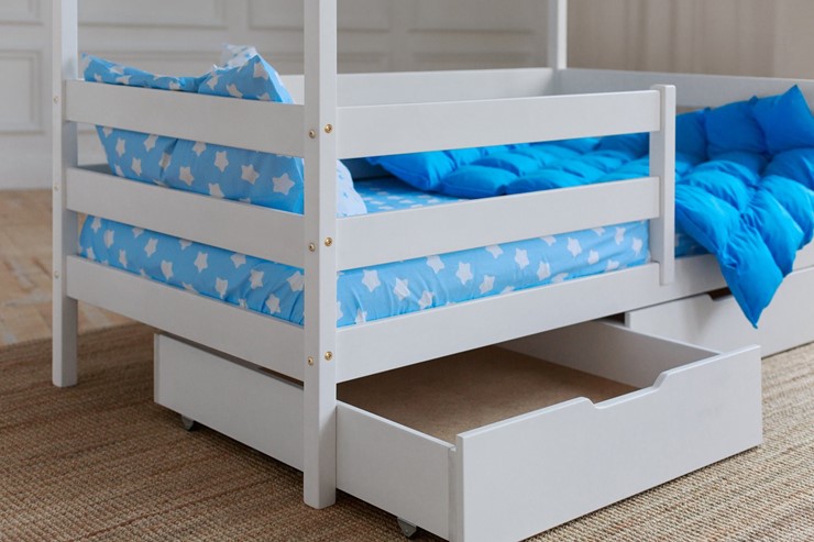 Кровать детская Домик с ящиками, цвет белый в Барнауле - изображение 3
