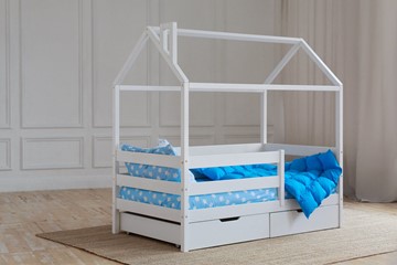 Детская кровать для мальчика Домик с ящиками, цвет белый в Барнауле