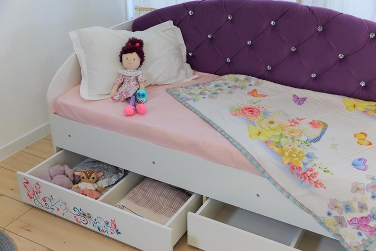 Кровать с ящиками Эльза без бортика, Фиолетовый (латы) в Барнауле - изображение 6