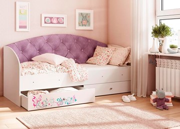Кровать с ящиками Эльза без бортика, Фиолетовый (латы) в Барнауле