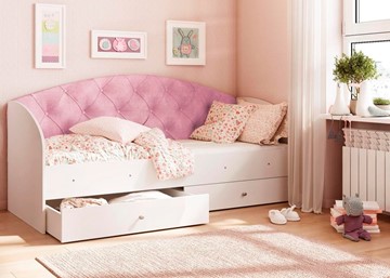 Детская кровать с ящиками Эльза без бортика, Розовый (щиты) в Барнауле