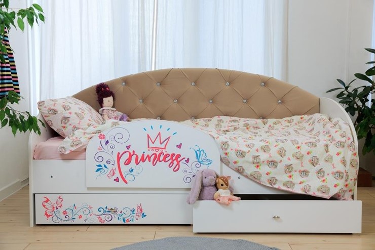 Кровать детская Эльза с бортиком, Бежевый (щиты) в Барнауле - изображение 5