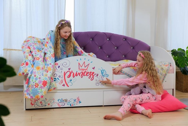 Кровать детская односпальная Эльза с бортиком, Фиолетовый (латы) в Барнауле - изображение 4
