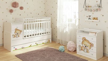 Детская кровать с комодом Фея 1100 Медвежонок Белый в Барнауле - предосмотр 8