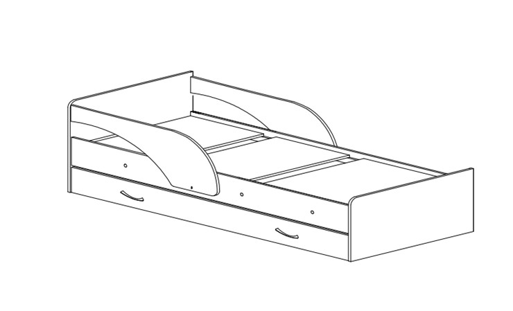 Кровать с ящиками Максимка, корпус Млечный дуб, фасад Салатовый в Барнауле - изображение 1