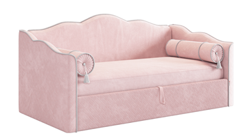 Детская кровать для девочки Лея (Софа) 90х200 (нежно-розовый (велюр)/галька (велюр)) в Барнауле