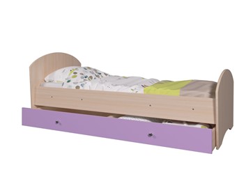 Детская кровать с ящиком Мозайка без бортиков, корпус Млечный дуб/фасад Ирис (щиты) в Барнауле
